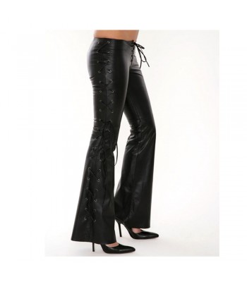 Women Faux Lace Up Club Pants 